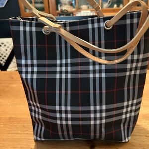 Burberry Black and Red Plaid Tote